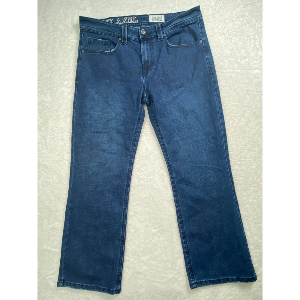 TK Axel Premium Men's Straight Leg Dark Blue Denim Jeans Classic Fit W36 L32‎